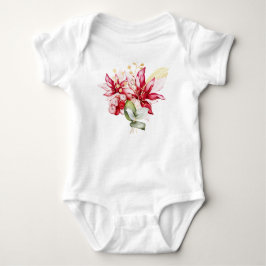 Body Para Bebê poinsettia vermelha de férias de inverno aquarela 