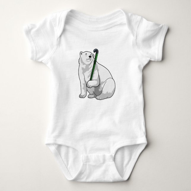 Body Para Bebê Polar bear at Hockey with Hockey stick (Frente)