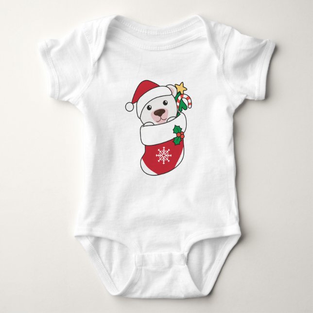 Body Para Bebê Polar Bear Natal Neve Inverno Polar (Frente)
