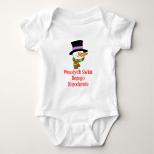 Body Para Bebê Polonês Feliz Natal Snowman