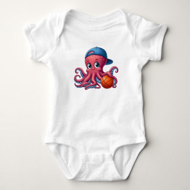 Body Para Bebê Polvo de Basquete (Frente)