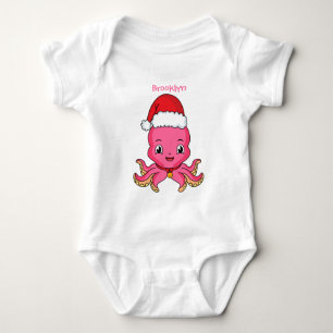 Body Para Bebê Polvo feliz bonito vestindo o desenho de Natal