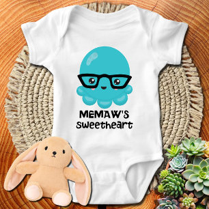 Body Para Bebê Polvo Kawaii Azul Queridinho da Memaw