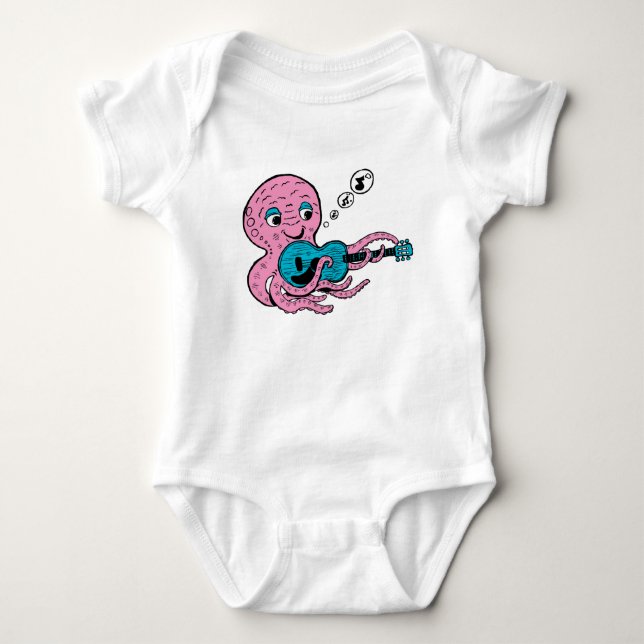 Body Para Bebê Polvo Tocador de Guitarra Fofo (Frente)