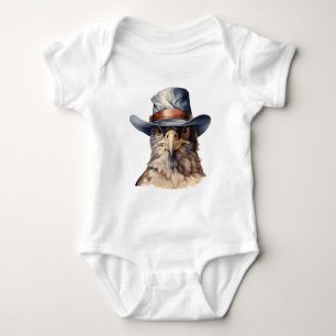 Body Para Bebê Pombo engraçado vestindo um chapéu de cowboy, aqua