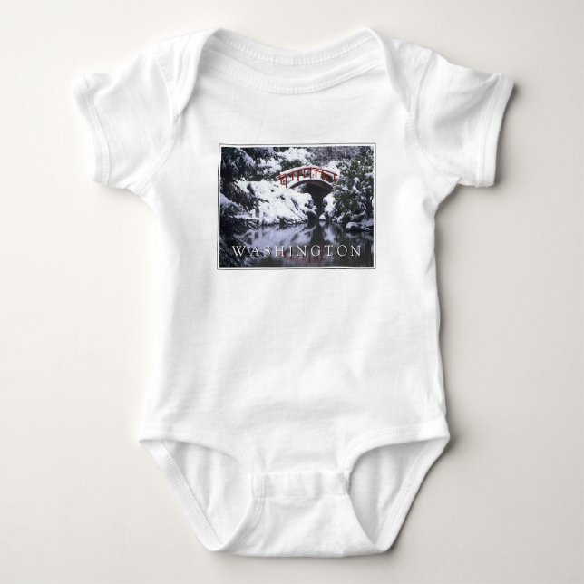 Body Para Bebê Ponte da Lua e Lagoa no Inverno | Seattle, Washing (Frente)