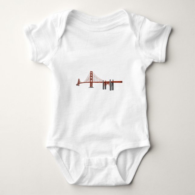 Body Para Bebê Ponte da porta do ouro: Modelo 3D: (Frente)
