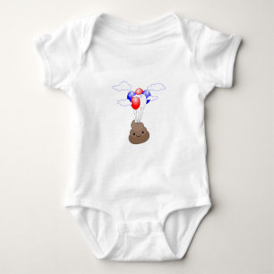 Body Para Bebê Poo Emoji Voando Com Balões