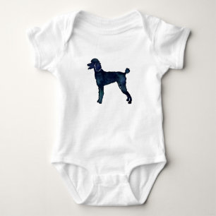 Body Para Bebê Poodle Black Watercolor Silhouette