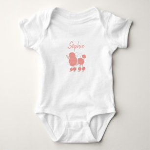 Body Para Bebê Poodle Cor-de-rosa-branca