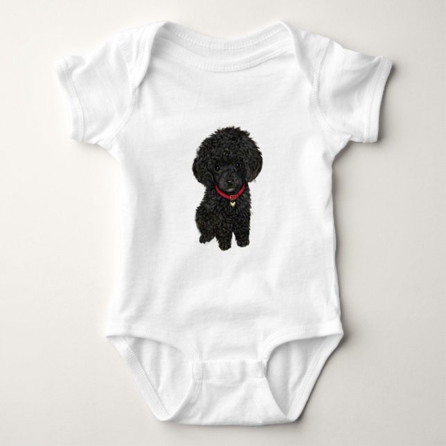 Body Para Bebê Poodle Miniatura ou Brinquedo - Preto 1 (Frente)