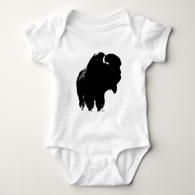 Body Para Bebê Pop Art Buffalo Bison Silhouette (Frente)