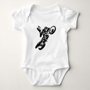 Body Para Bebê Pop de Arte Branca Negra Motocross Motorcyesporte