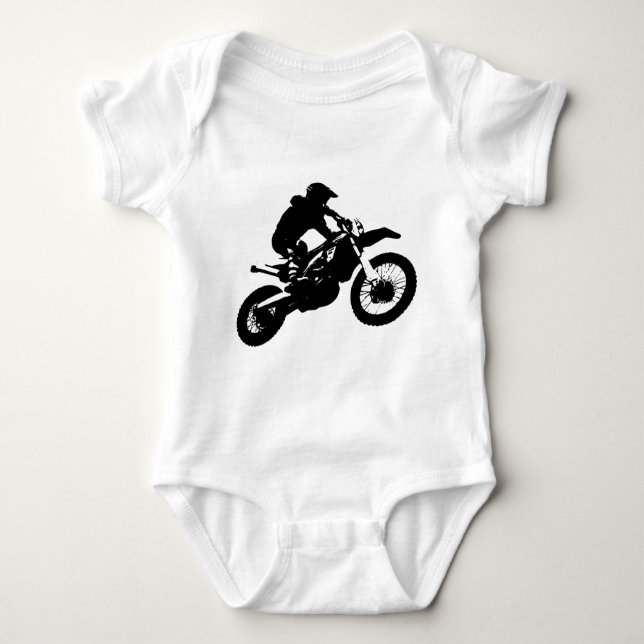 Body Para Bebê Pop de Arte Branca Negra Motocross Motorcyesporte (Frente)