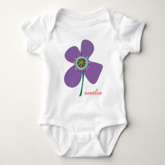 Body Para Bebê Pop de Margarida Roxa e Flor de Verão
