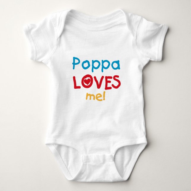 Body Para Bebê Poppa me ama T-shirts e presentes (Frente)