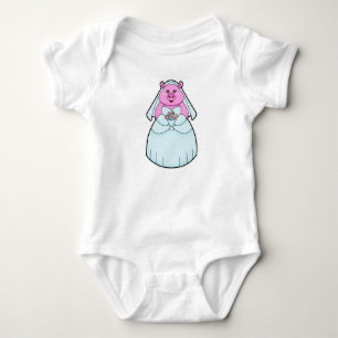 Body Para Bebê Porca como Noiva com Véu