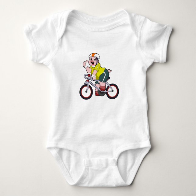Body Para Bebê Porco com Bicicleta & Capacete (Frente)