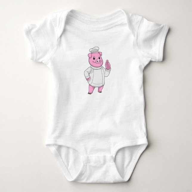 Body Para Bebê Porco como Cozinheiro com Chapéu de Chef (Frente)