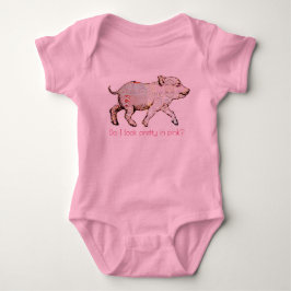 Body Para Bebê Porco e borboletas cor-de-rosa