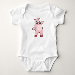 Body Para Bebê Porco em Canto com Microfone