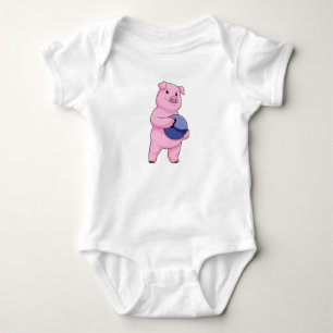 Body Para Bebê Porco na Boliche com Bola de boliche