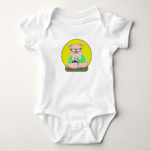 Body Para Bebê Porco no pôquer com cartões