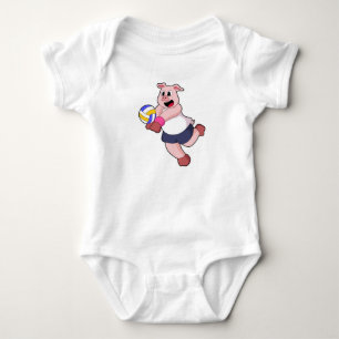 Body Para Bebê Porco nos Esportes de Voleibol