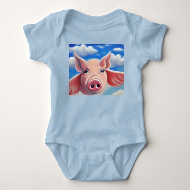 Body Para Bebê Porco Voador (Frente)