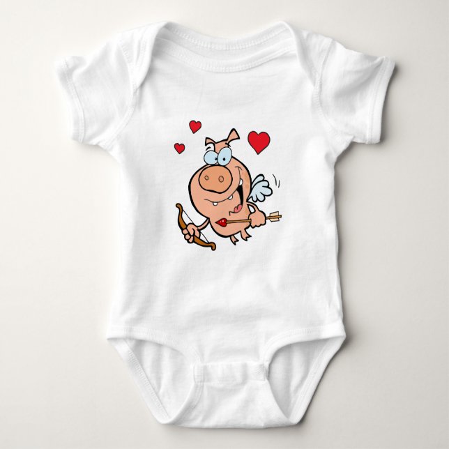 Body Para Bebê Porco Voador com Arco e Seta (Frente)