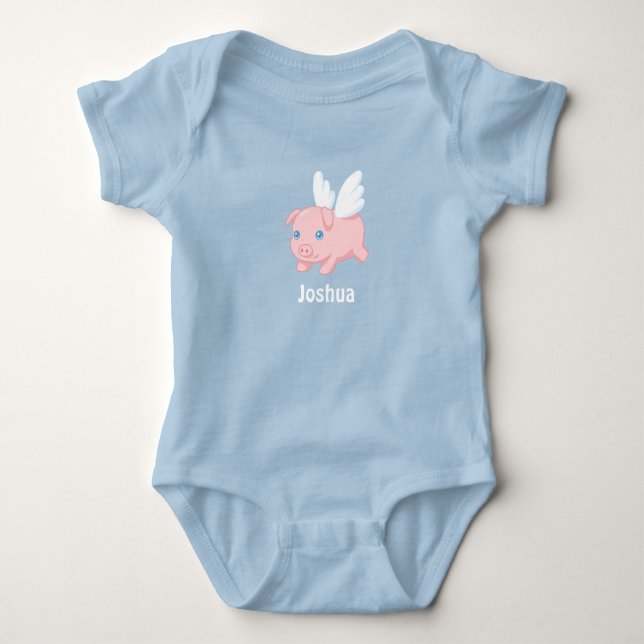 Body Para Bebê Porco Voador - Leitão Fofo com Asas (Frente)