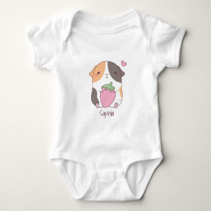 Body Para Bebê Porquinho-da-índia Fofo Abraça Morango Doodle
