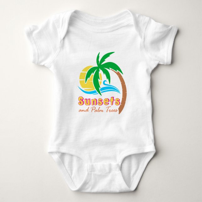 Body Para Bebê Pôrs do sol E Palmeiras (Frente)