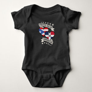 Body Para Bebê Porto Rico domino flags cardíacos porto-riquenha D