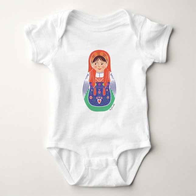 Body Para Bebê Português Matryoshka Baby Bodydress (Frente)