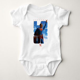 Body Para Bebê Pose de Superman Olhando para Cima