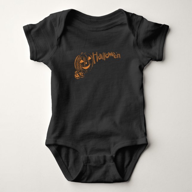 Body Para Bebê Posse de Halloween Jack o Lanterns (Frente)