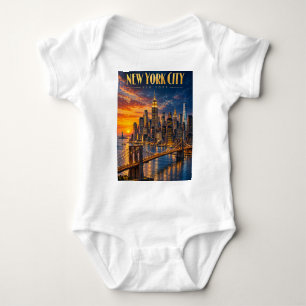 Body Para Bebê Pôster de Viagem do Céu Dourado do Pôr do Sol de N