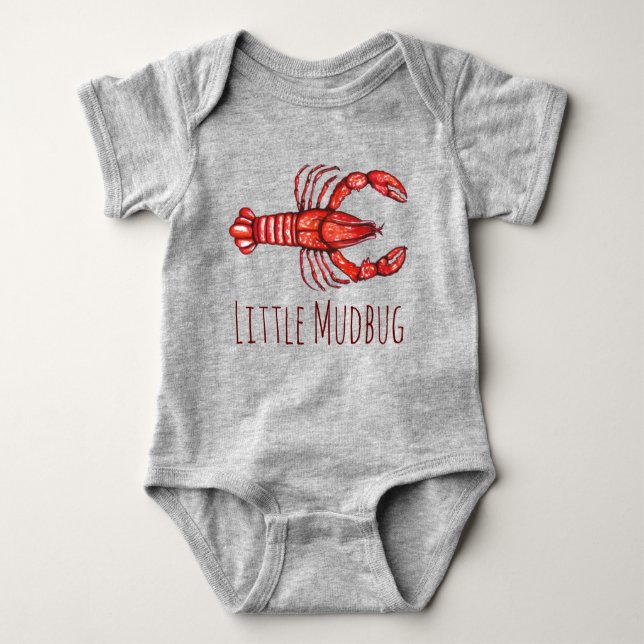 Body Para Bebê Poucos lagostins de Mudbug Cajun (Frente)