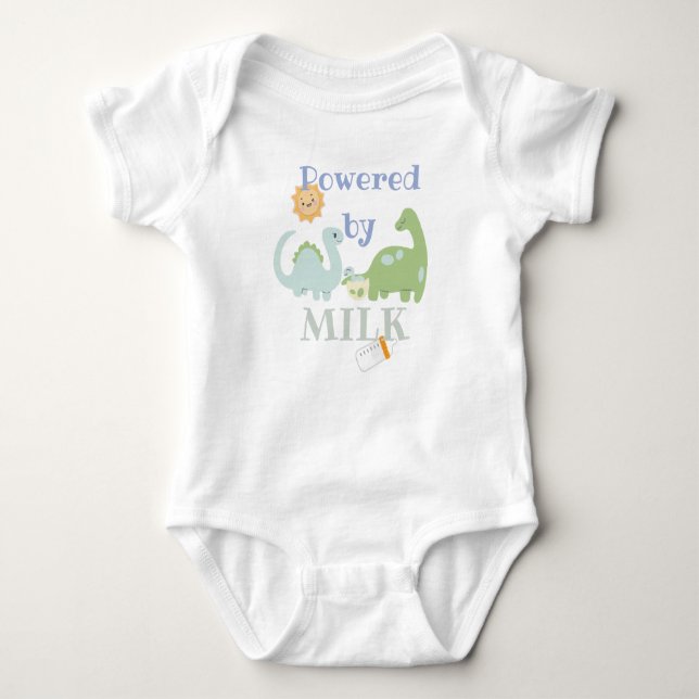 Body Para Bebê Powered by milk- dinosaur  (Frente)