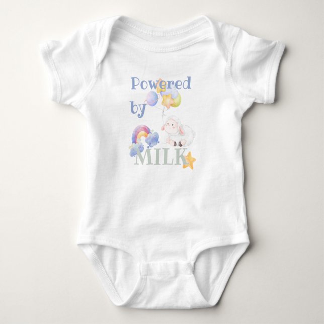 Body Para Bebê Powered by milk- sheep and balloons  (Frente)