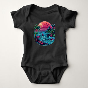 Body Para Bebê Praia neon tropical/havaiana