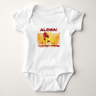 Body Para Bebê Praia Tropical ALOHA Com Palmeiras