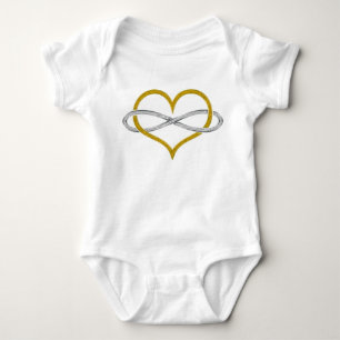 Body Para Bebê Prata Dourada Infinita do Coração