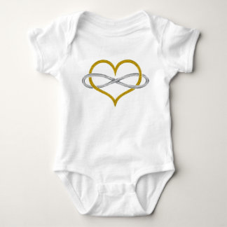 Body Para Bebê Prata Dourada Infinita do Coração