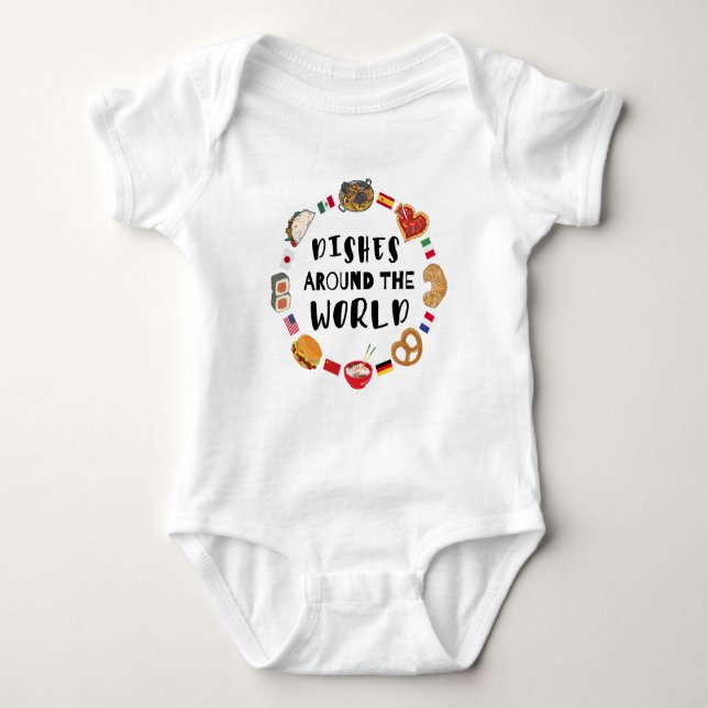 Body Para Bebê Pratos pelo mundo (Frente)