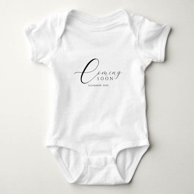 Body Para Bebê Pregnancy Announcement Coming Soon Scripted  (Frente)