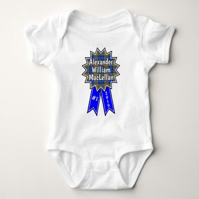 Body Para Bebê Prêmio Clan MacLellan #1 Fita Azul (Frente)