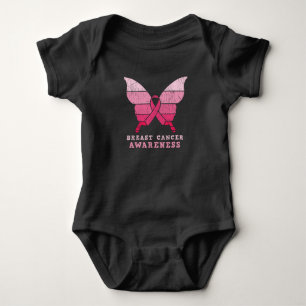 Body Para Bebê Presente da borboleta rosa de consciência do Cance