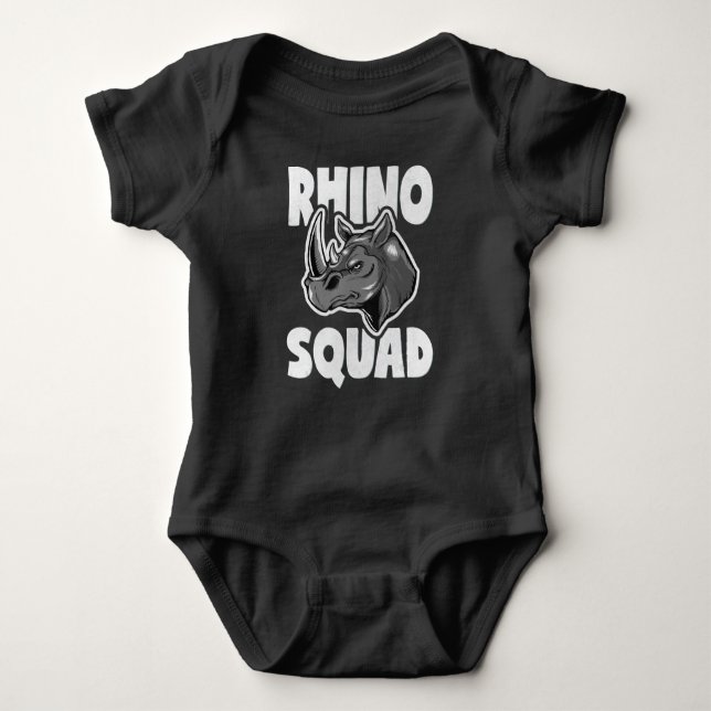 Body Para Bebê Presente da Equipe de Amor do Rhino Squad Rhinocer (Frente)